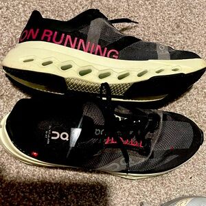 On Running Women's Black with Neon Pink Accents Athletic Shoes